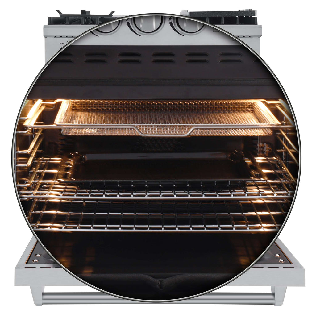 Forno Lazio 30-Inch Freestanding Dual Fuel Range, 5 Burners, True Convection Oven
