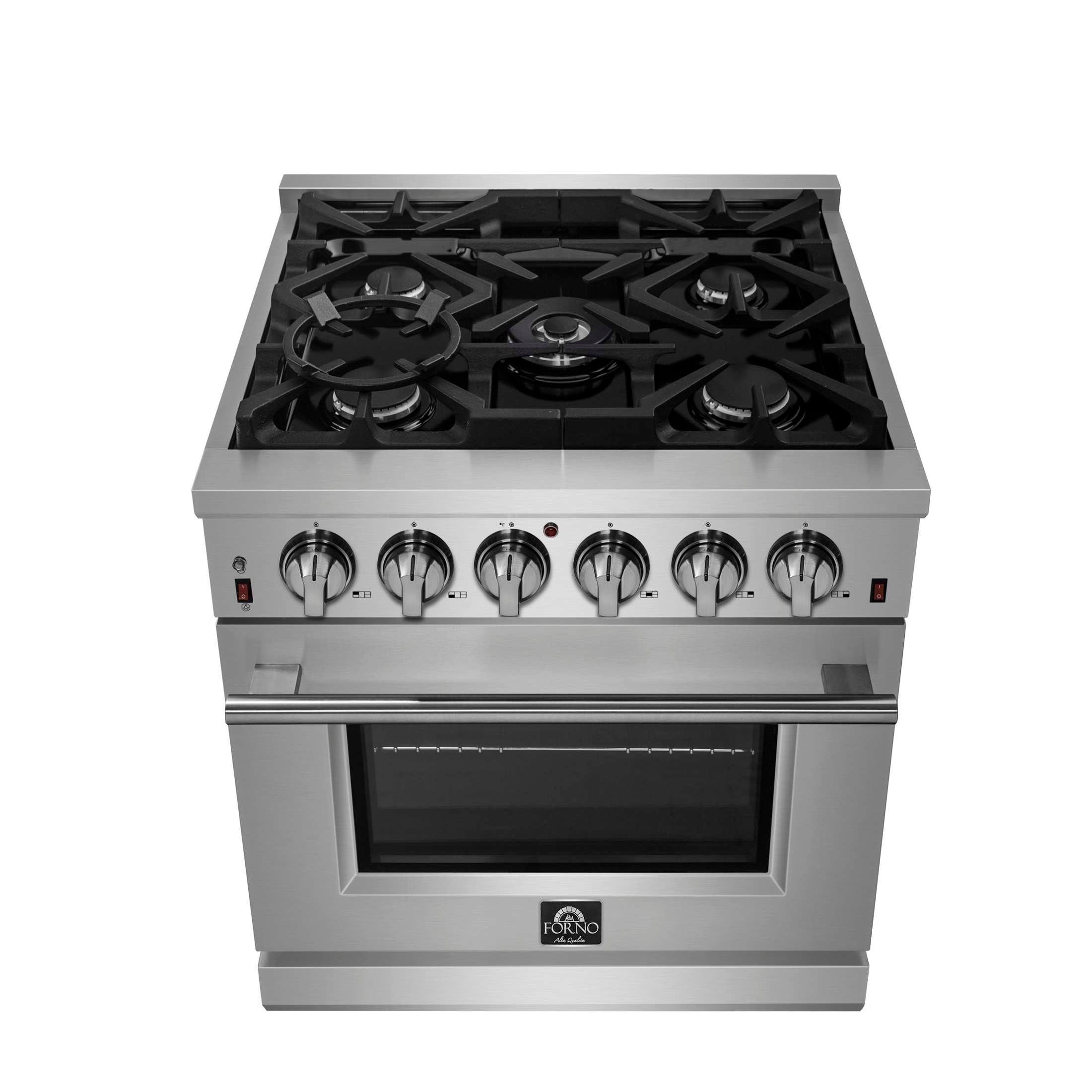 Forno Massimo 30-Inch Freestanding Gas Range, 5 Burners, True Convection Oven
