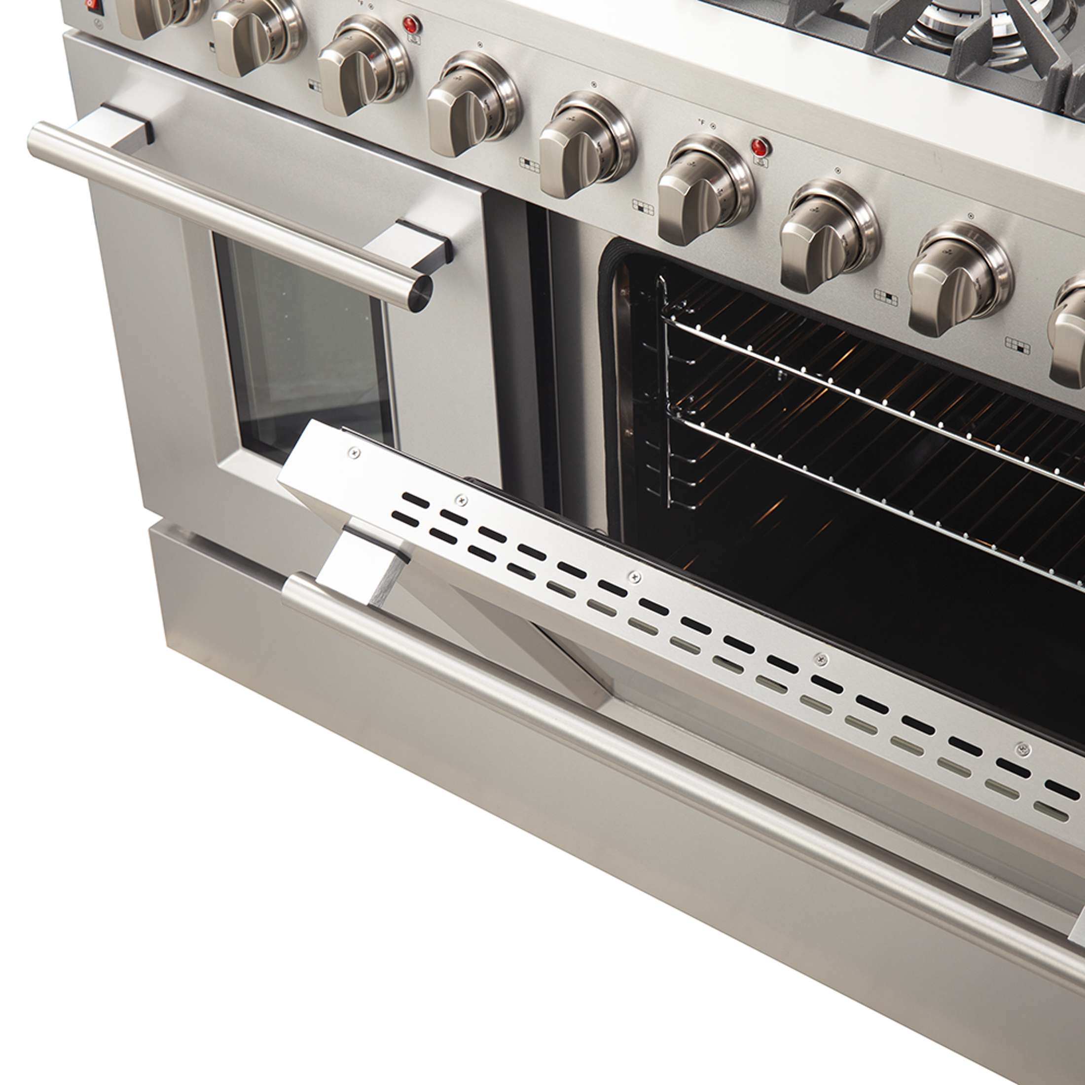 Forno Galiano 48-Inch Freestanding Gas Range, Stainless Steel, 8 Burners, 107,000 BTU, Griddle, Double Ovens, Energy Efficient