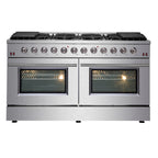 Forno Galiano 60-Inch Freestanding Gas Range, 10 Burners, Double Ovens, Griddle, Energy Efficient