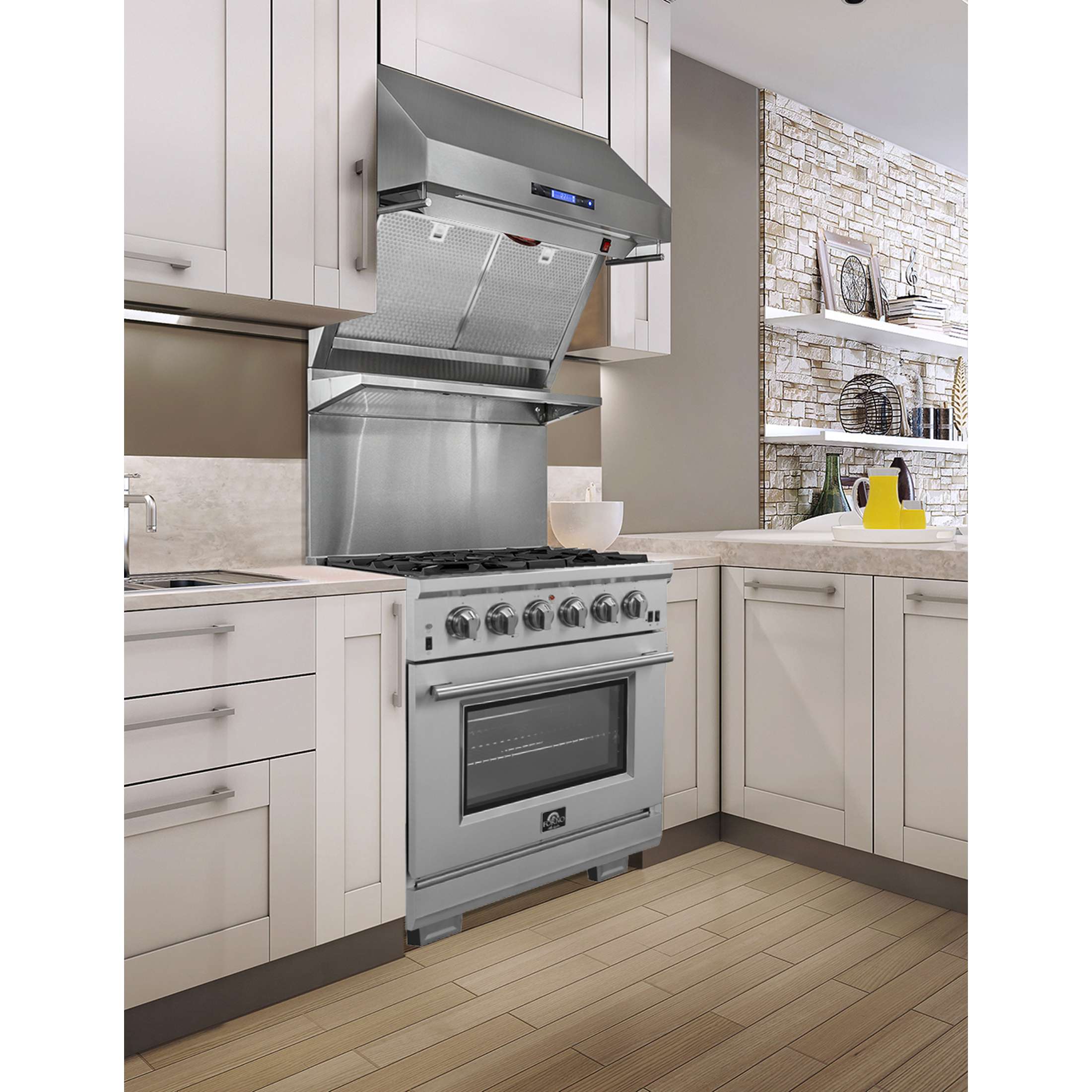 Forno Capriasca 30-Inch Freestanding Gas Range, 4 Burners, True Convection Oven