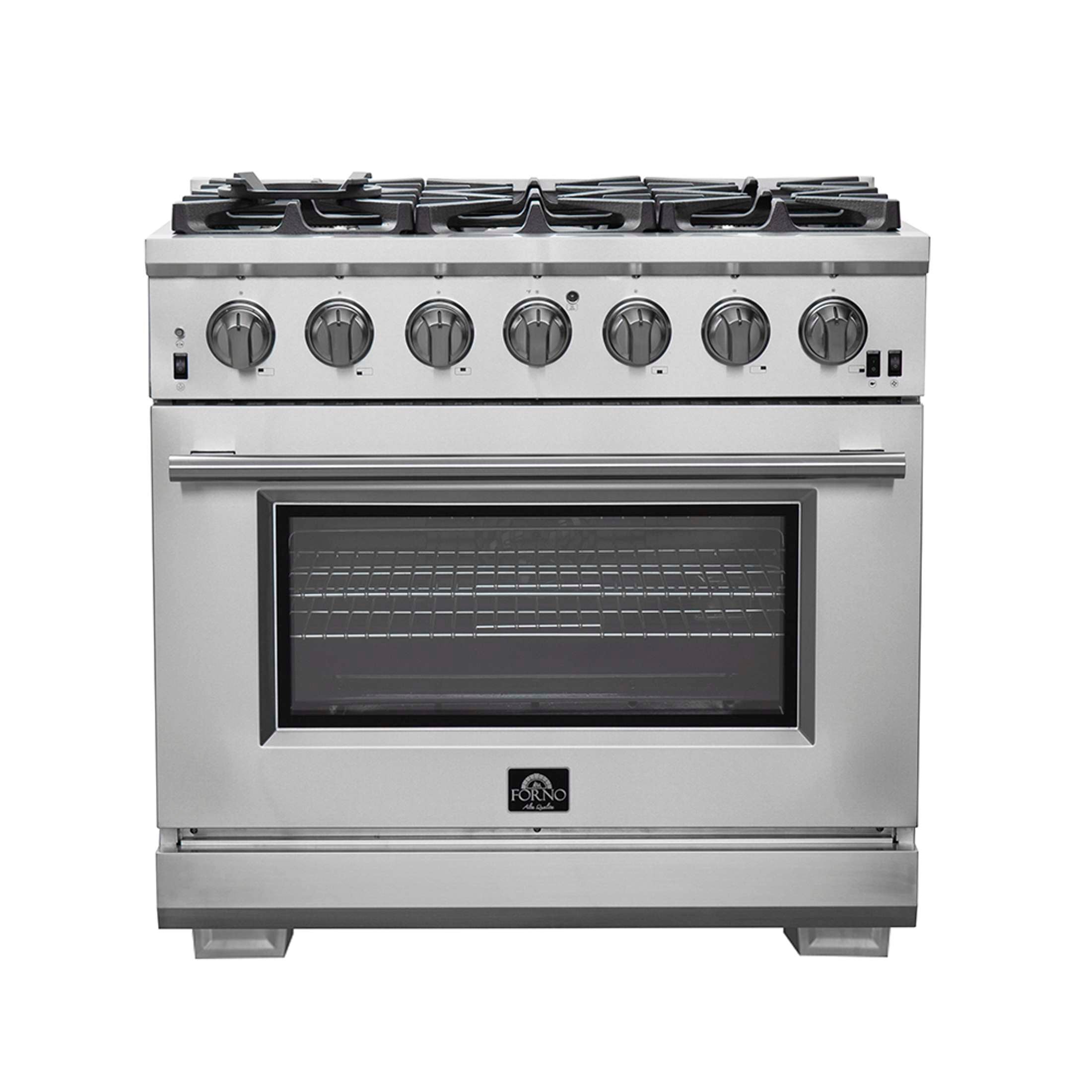 FORNO Premium 2-Piece Kitchen Bundle -Capriasca 36" Stainless Steel Range, Forno Salerno 36" Side by Side Stainless Steel Refrigerator 20 cu.ft - FBDL-019-02CAUS
