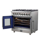 Forno Massimo 36-Inch Freestanding French Door Dual Fuel Range, 6 Burners, True Convection Oven