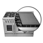 FORNO Galiano 48-Inch French Door Dual Fuel Range All Stainless Steel, 8 Sealed Burners, 107,000 BTU, Griddle, 6.58 cu.ft. Double Ovens