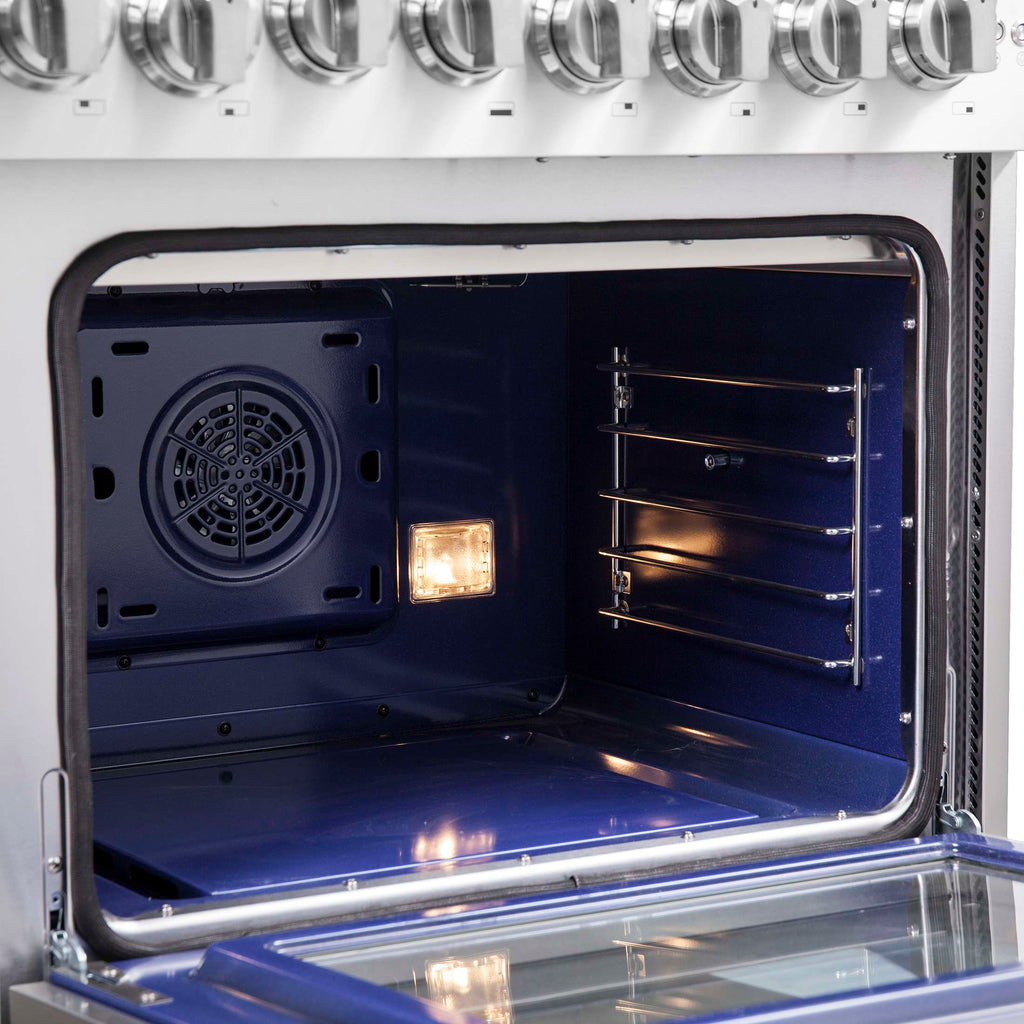 Forno Capriasca 48-Inch Freestanding French Door Dual Fuel Range, 8 Burners, True Convection Oven