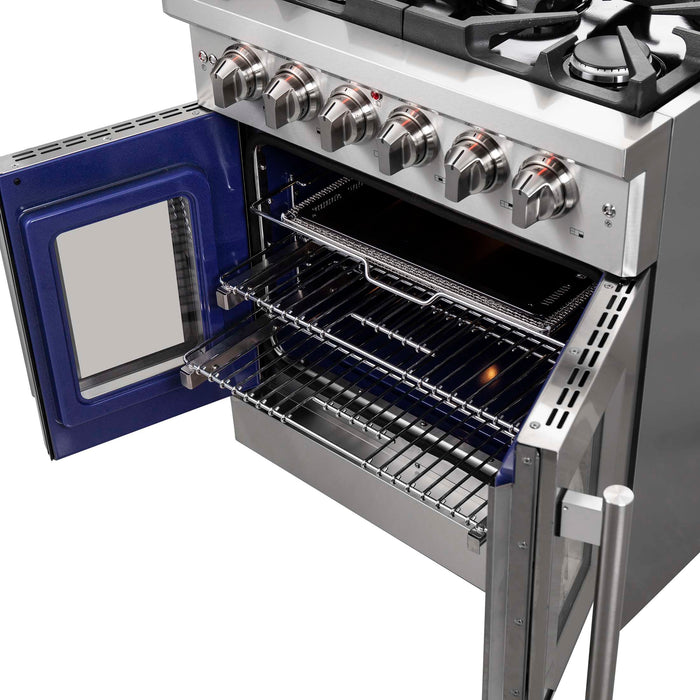 Forno Massimo 30-Inch Freestanding French Door Gas Range, 4 Burners, Convection Oven, Energy Efficient