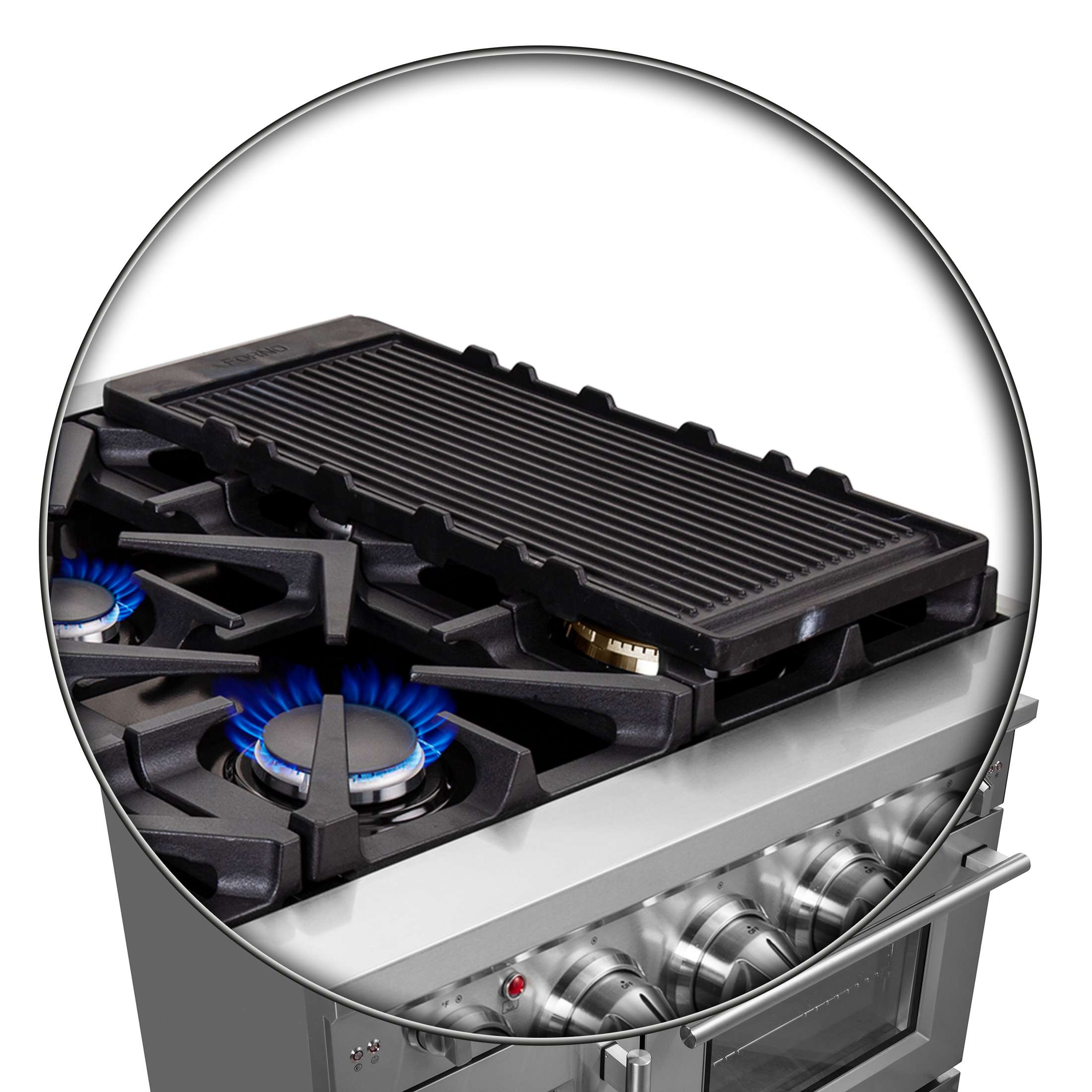 Forno Massimo 48-Inch Freestanding French Door Gas Range, 8 Burners, Convection Oven, Energy Efficient