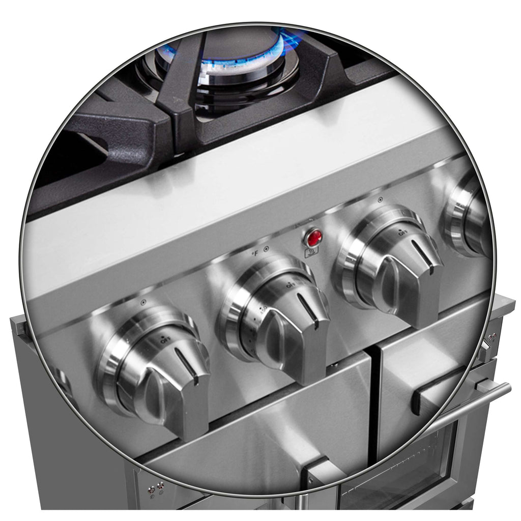 Forno Massimo 48-Inch Freestanding French Door Gas Range, 8 Burners, Convection Oven, Energy Efficient