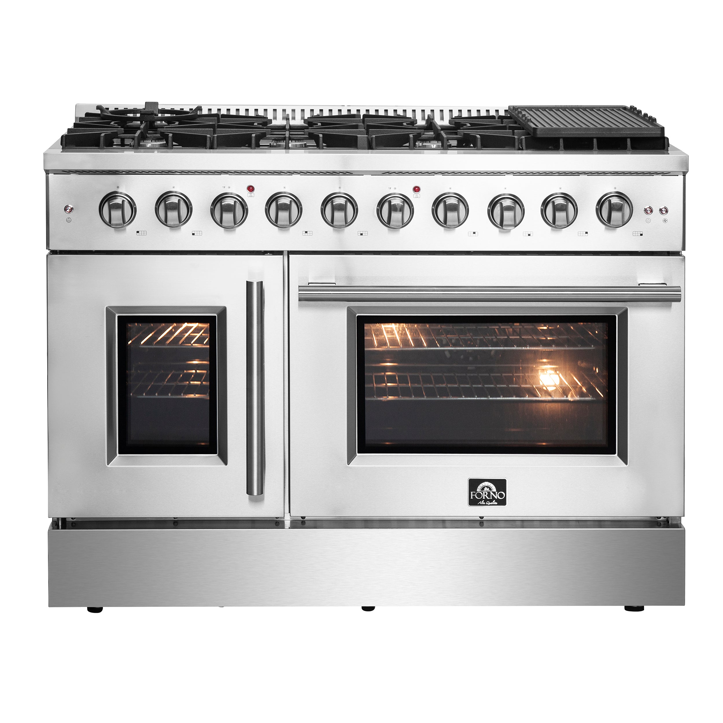 Forno Galiano 48-Inch Freestanding French Door Gas Range, 8 Burners, G ...