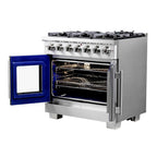 Forno Capriasca 36-Inch Freestanding French Door Gas Range, 6 Burners, Convection Oven, Energy Efficient