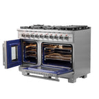 Forno Capriasca 48-Inch Freestanding French Door Gas Range, 8 Burners, Convection Oven, Energy Efficient