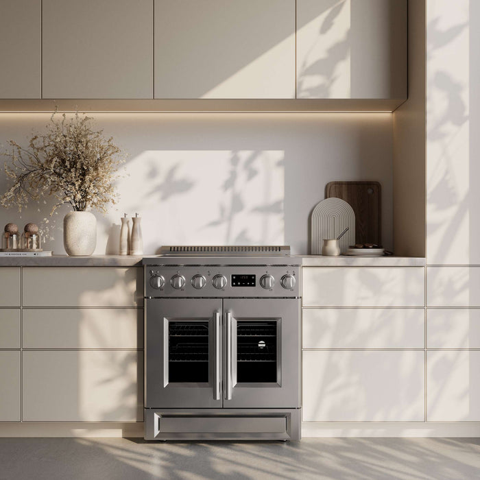 Forno Torino 30 Inch French Door Induction Range with Air Fryer and True Convection Oven
