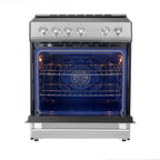 Forno Leonardo Espresso 30-Inch Slide-In Stainless Steel Induction Range, Convection Oven, 5 Cooking Zones