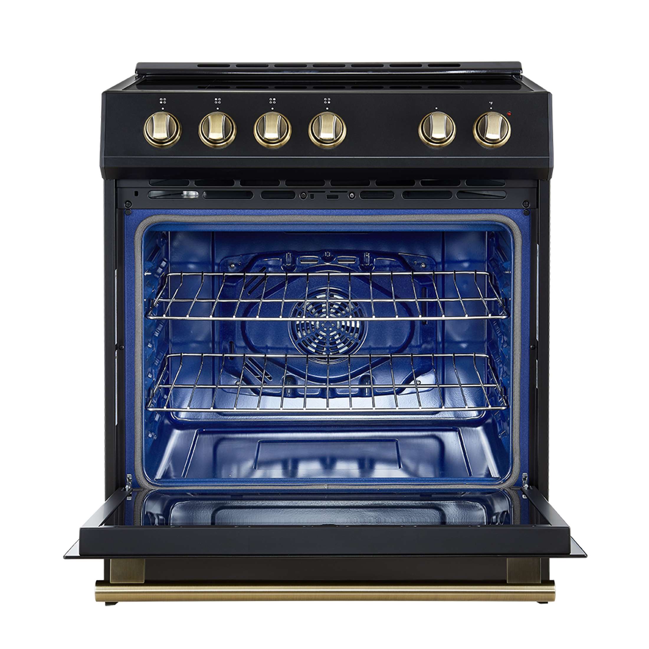 Forno Leonardo Espresso 30-Inch Slide-In Black Induction Range, Convection Oven, 5 Cooking Zones, Touch Control Panel