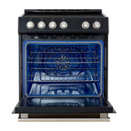 Forno Leonardo Espresso 30-Inch Slide-In Black Induction Range, Convection Oven, 5 Cooking Zones, Touch Control Panel