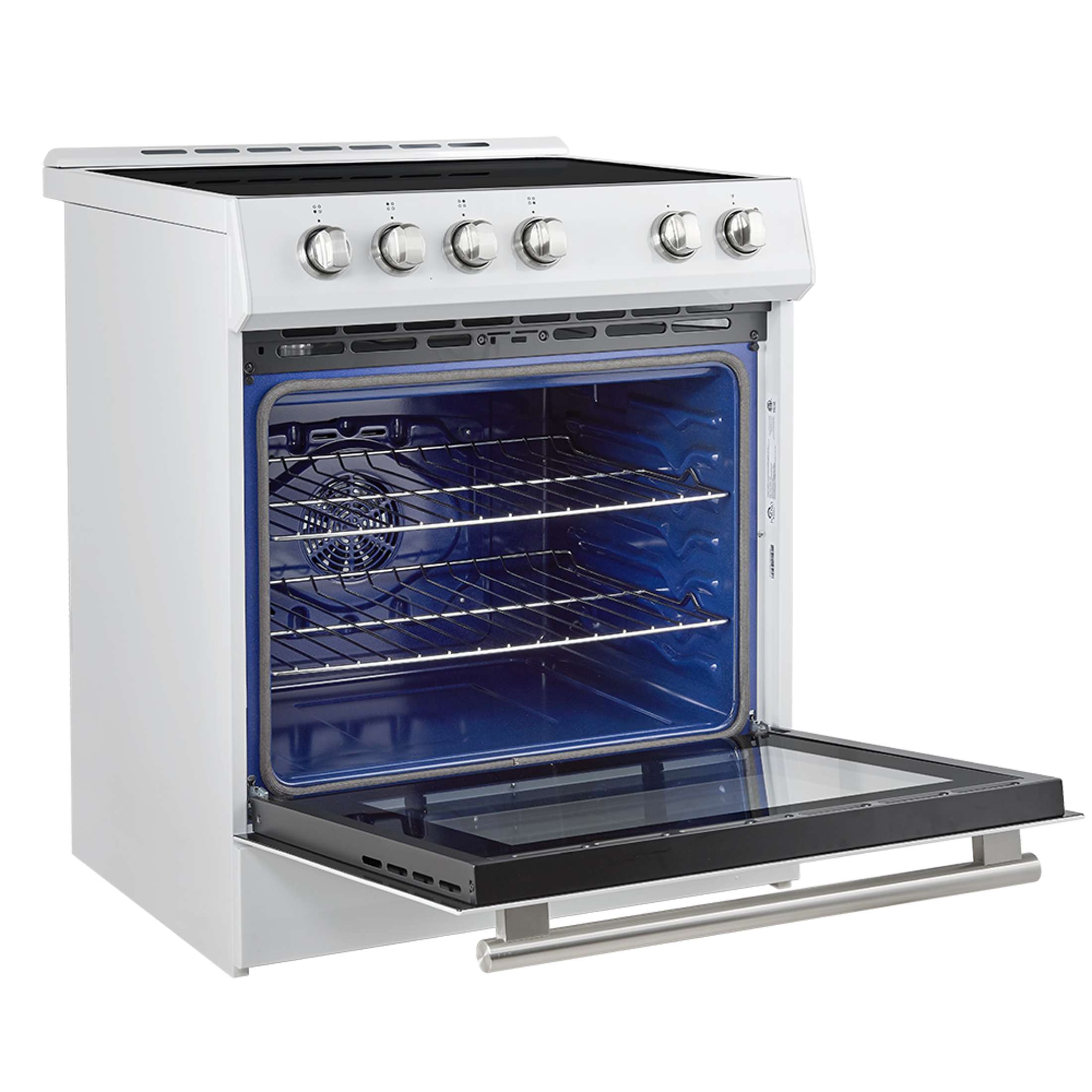 Forno Leonardo Espresso 30-Inch Slide-In White Induction Range, Convection Oven, 5 Cooking Zones, Touch Control Panel