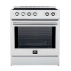 Forno Leonardo Espresso 30-Inch Slide-In White Induction Range, Convection Oven, 5 Cooking Zones, Touch Control Panel