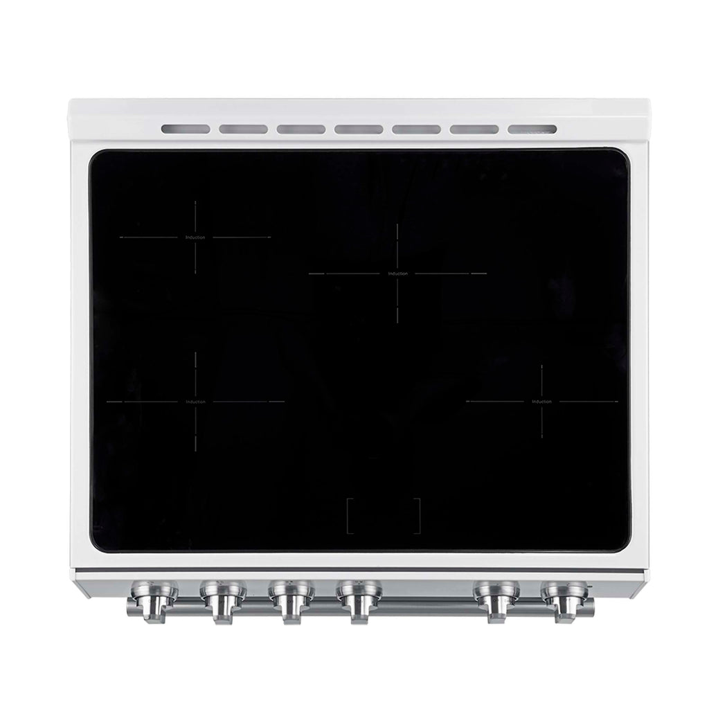 Forno Leonardo Espresso 30-Inch Slide-In White Induction Range, Convection Oven, 5 Cooking Zones, Touch Control Panel