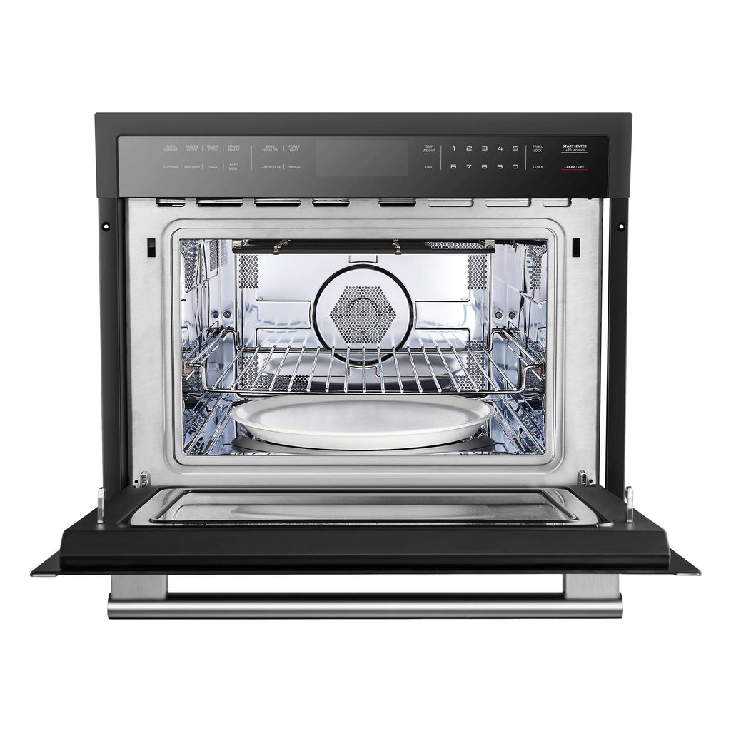 Forno Oliena Espresso Black 24-Inch Built-In Microwave and Convection Oven Combo, 1.6 cu.ft, 1750W Convection, 1000W Microwave, Stainless Steel Interior, Glass Touch Controls, Sensor Cooking