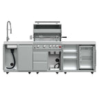 FORNO Bulnes 30-Inch BBQ, 60,000 BTU, 3 Burners with Sear & Rotisserie Infrared Burners, Stainless Steel Outdoor Kitchen with 1.8 cu.ft. Beverage Center & White Sintered Stone Countertops