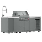 FORNO Bulnes 30-Inch BBQ, 60,000 BTU, 3 Burners with Sear & Rotisserie Infrared Burners, Stainless Steel Outdoor Kitchen with 1.8 cu.ft. Beverage Center & White Sintered Stone Countertops