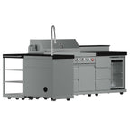 FORNO Bulnes 40-Inch BBQ, 95,000 BTU, 5 Burners, Sear & Rotisserie Infrared with Side Burner, Stainless Steel Outdoor Kitchen with 1.8 cu.ft. Beverage Center & Black Granite Countertops
