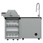 FORNO Bulnes 40-Inch BBQ, 95,000 BTU, 5 Burners, Sear & Rotisserie Infrared with Side Burner, Stainless Steel Outdoor Kitchen with 1.8 cu.ft. Beverage Center & Black Granite Countertops