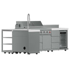 FORNO Bulnes 40-Inch BBQ, 95,000 BTU, 5 Burners, Sear & Rotisserie Infrared with Side Burner, Stainless Steel Outdoor Kitchen with 1.8 cu.ft. Beverage Center & White Sintered Stone Countertops