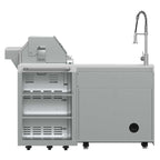 FORNO Bulnes 40-Inch BBQ, 95,000 BTU, 5 Burners, Sear & Rotisserie Infrared with Side Burner, Stainless Steel Outdoor Kitchen with 1.8 cu.ft. Beverage Center & White Sintered Stone Countertops