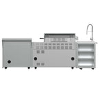 FORNO Bulnes 40-Inch BBQ, 95,000 BTU, 5 Burners, Sear & Rotisserie Infrared with Side Burner, Stainless Steel Outdoor Kitchen with 1.8 cu.ft. Beverage Center & White Sintered Stone Countertops
