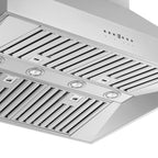Forno Coppito 36-Inch Island Range Hood, Stainless Steel, LED Lighting, Adjustable Fan Speeds