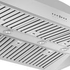 Forno Coppito 48-Inch Island Range Hood, Stainless Steel, LED Lighting, Adjustable Fan Speeds