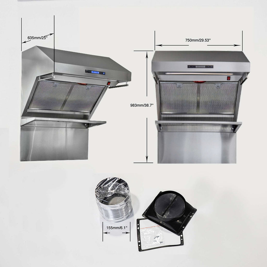 Forno Savona 30-Inch Wall Mount Range Hood, Hybrid Filters, Backsplash Included