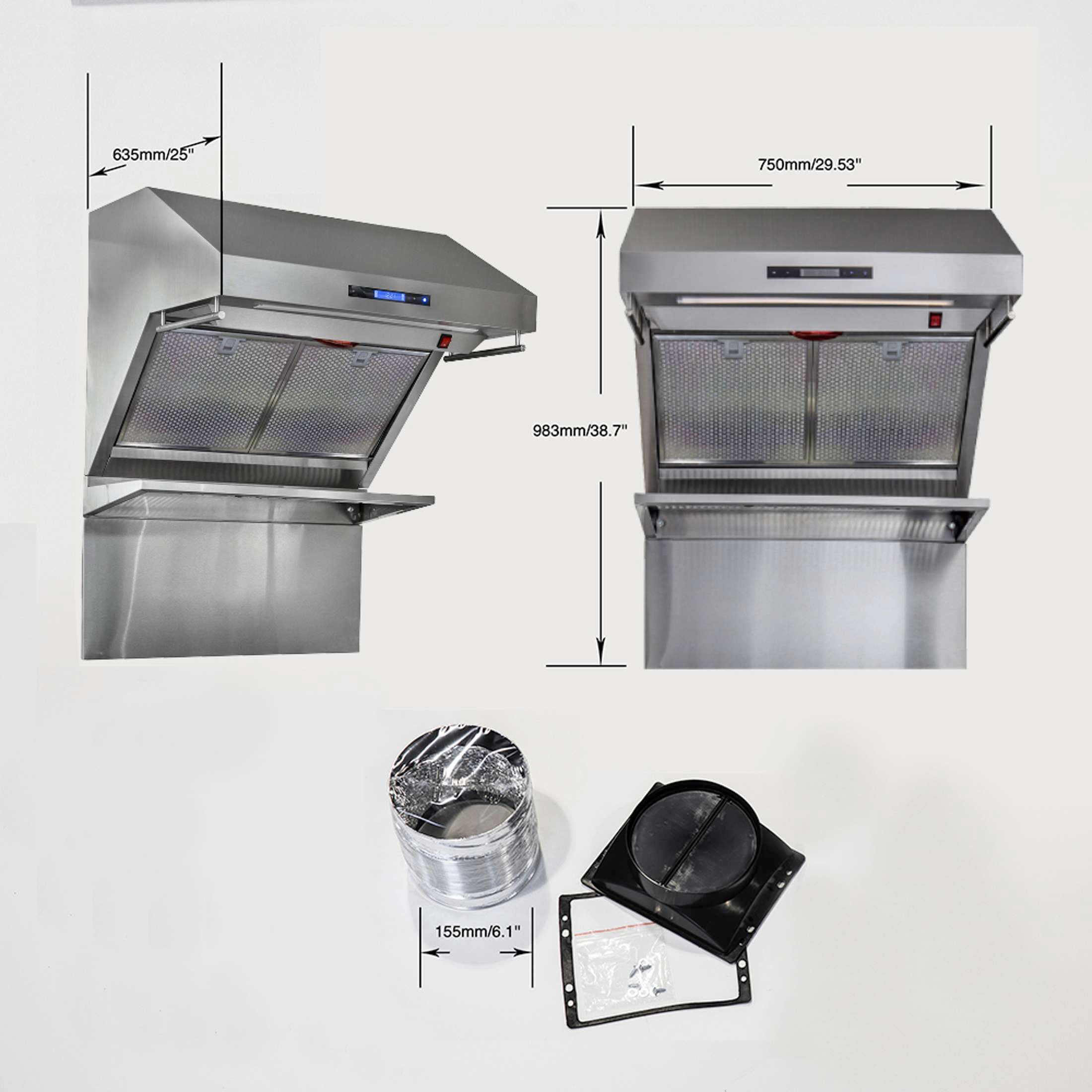 Forno Savona 30-Inch Wall Mount Range Hood, Hybrid Filters, Backsplash Included