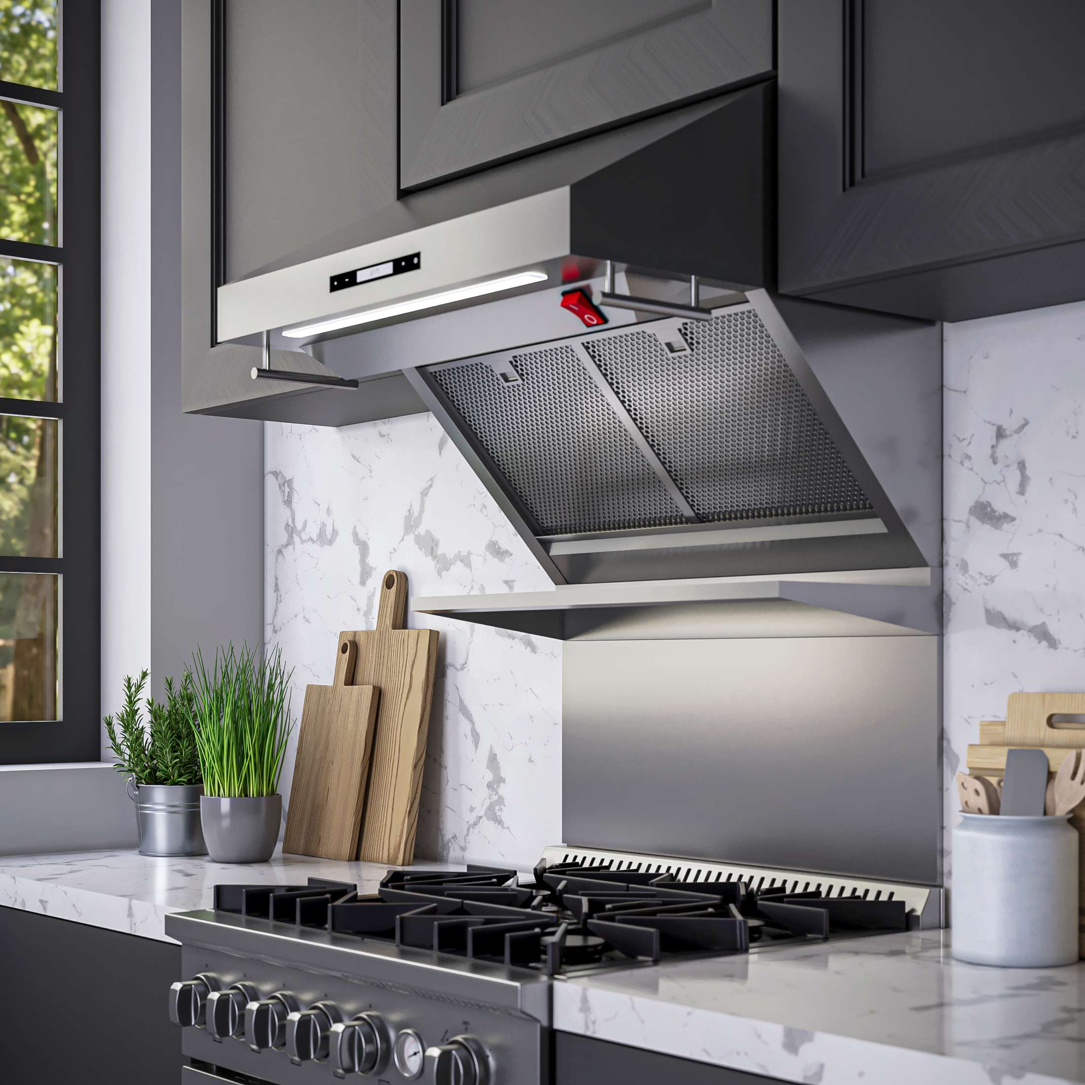 Forno Savona 30-Inch Wall Mount Range Hood, Hybrid Filters, Backsplash Included