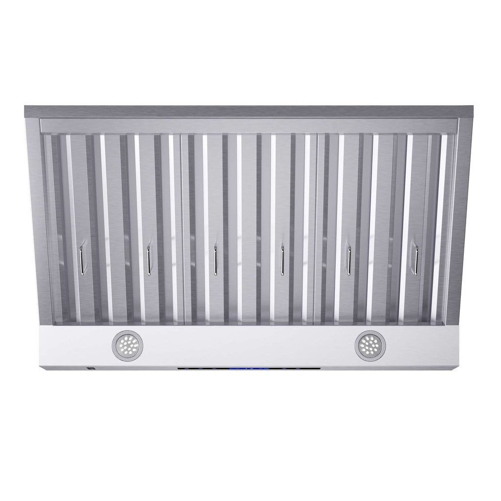 Forno Palazzo 36-Inch Wall Mounted Range Hood, Stainless Steel, Heavy Duty Baffle Filters, Remote Control