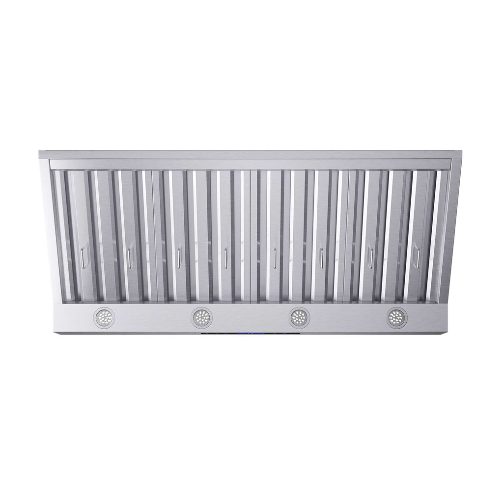 Forno Palazzo 48-Inch Wall Mounted Range Hood, Stainless Steel, Heavy Duty Baffle Filters, Remote Control