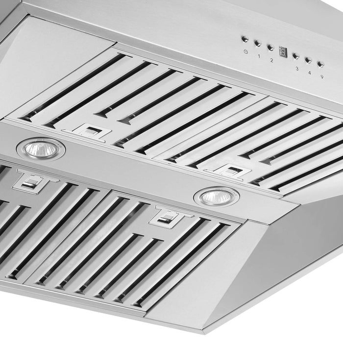 Forno Orvieto 30-Inch Wall Mount Range Hood, LED Lighting, Heavy Duty, Stainless Steel