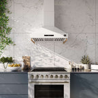 Forno Venezia 36 Inch Wall-Mounted Range Hood in White with Touch Controls and Baffle Filters