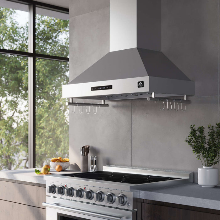 Forno Venezia 36 Inch Wall-Mounted Range Hood with Touch Controls and Baffle Filters