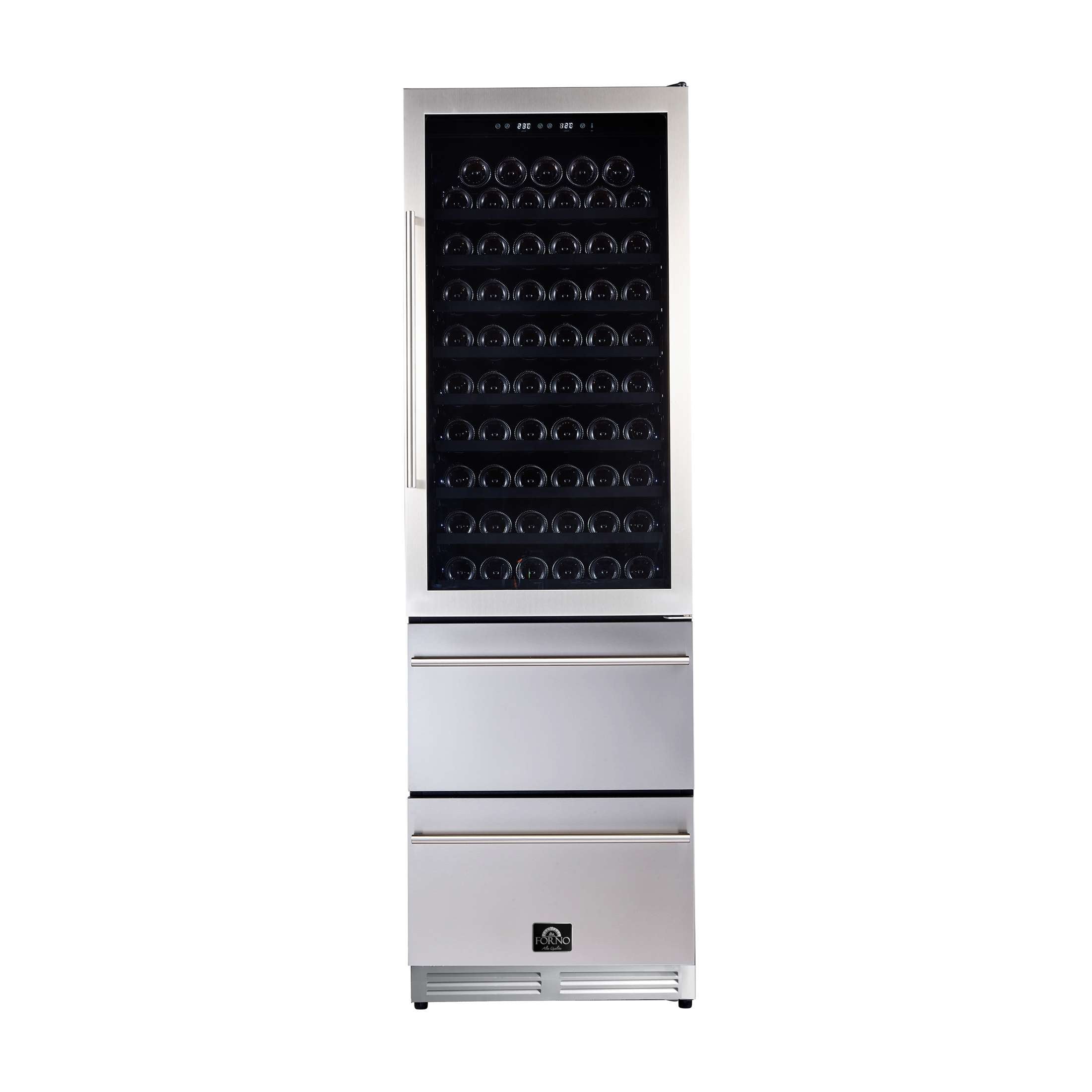Forno Azienda 24-Inch Dual Temperature Zone Wine Cooler, Up to 108 Bottles, Two Refrigerated Drawers, Adjustable Temperature Zones, Energy Efficient