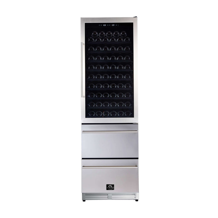Forno Azienda 24-Inch Dual Temperature Zone Wine Cooler, Up to 108 Bottles, Two Refrigerated Drawers, Adjustable Temperature Zones, Energy Efficient