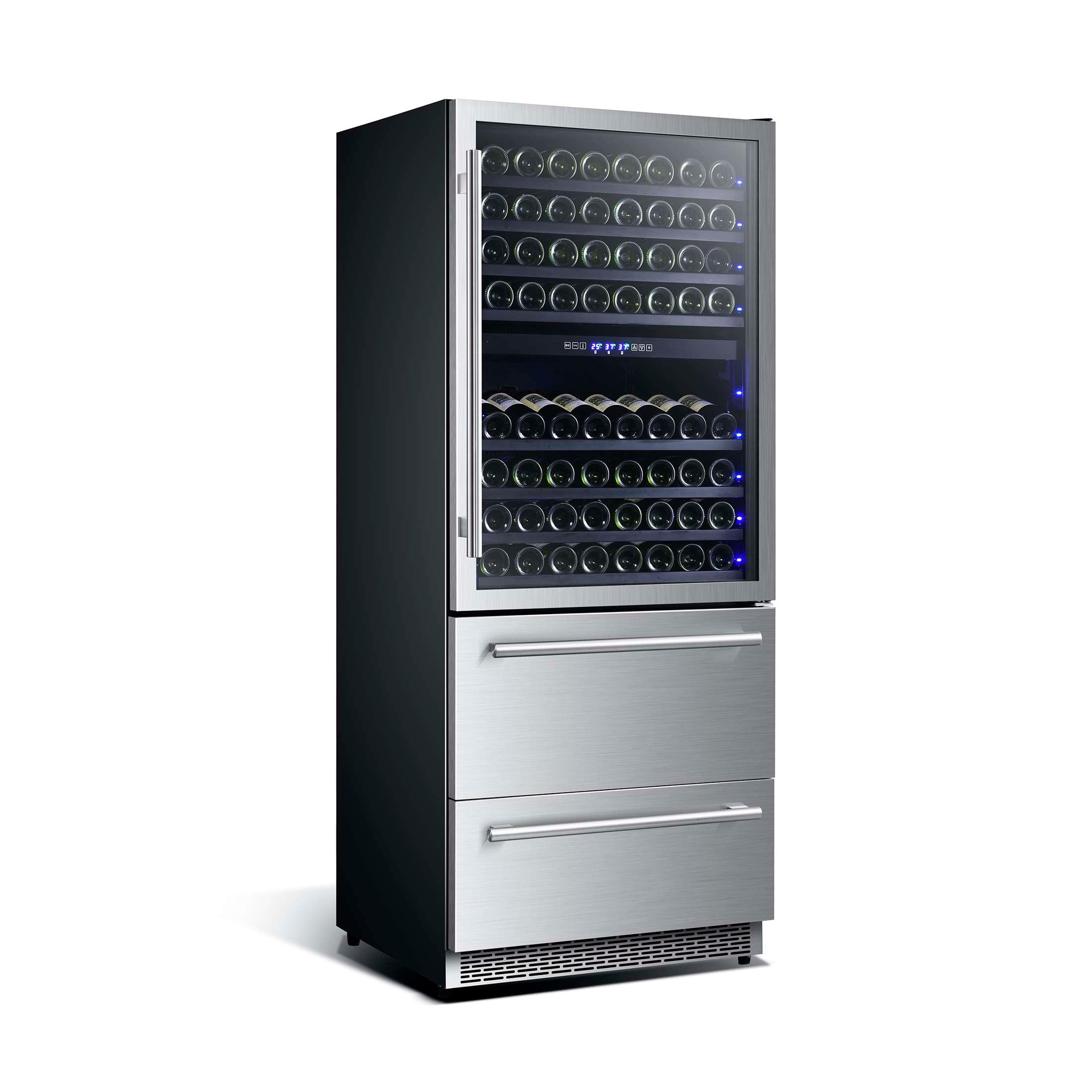 Forno Capraia 30-Inch Dual Temperature Zone Wine Cooler, Up to 144 Bottles, Two Refrigerated Drawers, Adjustable Temperature Zones