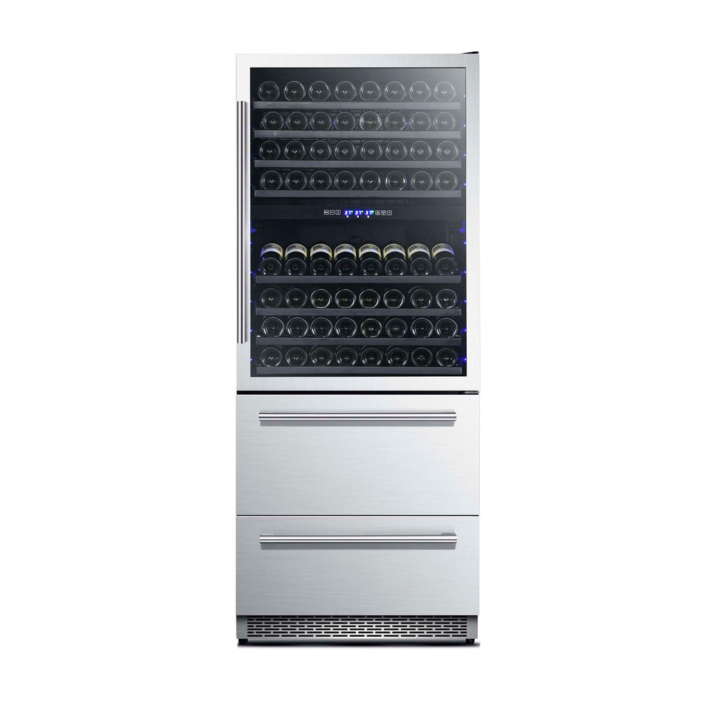 Forno Capraia 30-Inch Dual Temperature Zone Wine Cooler, Up to 144 Bottles, Two Refrigerated Drawers, Adjustable Temperature Zones