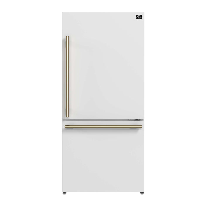 Forno Milano 2-Piece 62-Inch Freestanding Dual Bottom Freezer Refrigerator, White – 34.4 cu.ft, Touch Control, Ice Maker