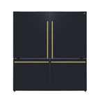 Forno Milano 2-Piece 62-Inch Freestanding Dual Bottom Freezer Refrigerator in Black – 34.4 cu.ft, Touch Control, Ice Maker