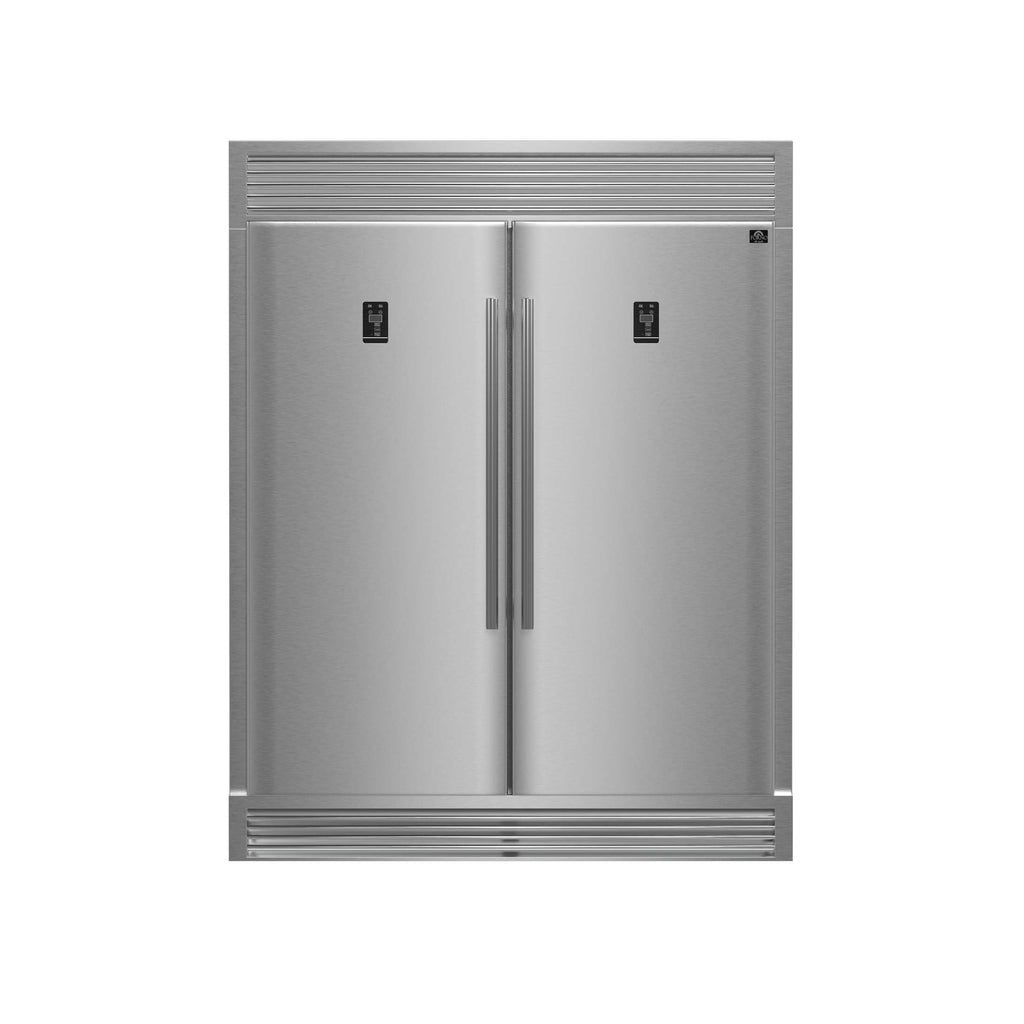 FORNO Premium 2-Piece Kitchen Bundle - Galiano 48" Gas Range Stainless Steel Range, Rizzuto 60" W. Dual Combo Convertible Refrigerator.