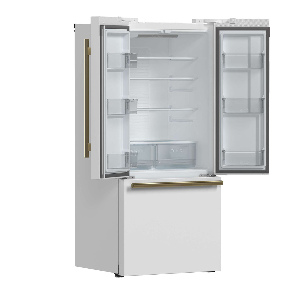 Forno Gallipoli Espresso 30-Inch White French Door Refrigerator, Bottom Freezer, 17.5 Cu. Ft., No Frost, Ice Maker