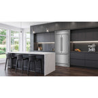 Forno Gallipoli 30-Inch French Door Refrigerator, 17.5 cu.ft Capacity, Modern Decorative Grill, 34-Inch Width, Stainless Steel, No Frost Technology, Energy Efficient