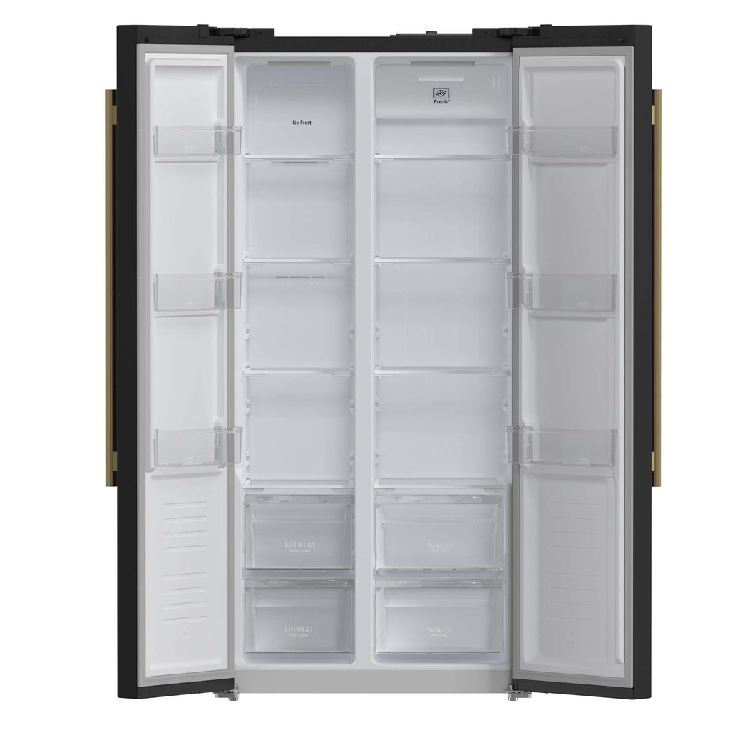 Forno Salerno Espresso 33-Inch Black Side-by-Side Refrigerator, 15.6 Cu. Ft., Energy-Efficient, No Frost, Modern Design